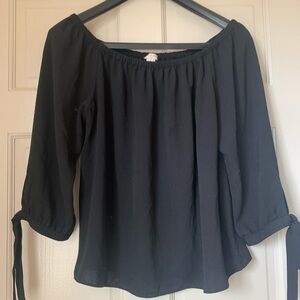 J. Crew Black Off-Shoulder Blouse